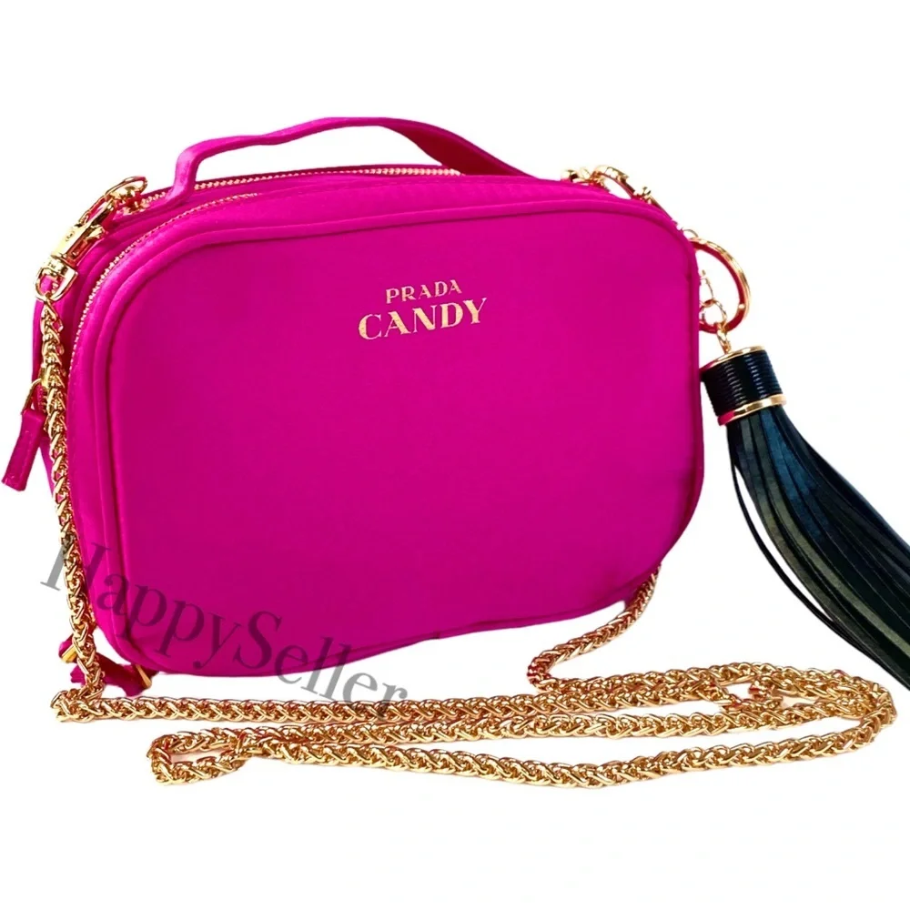 Prada Crossbody Bag Pouch Makeup Cosmetic Vanity Case Candy Pink Organizer New - Picture 7 of 13